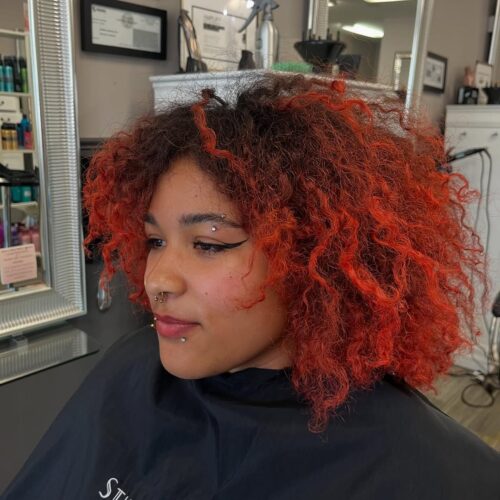 curly cut and color refresh before